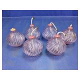(6)Vintage Purple Swirl Glass Oil Lamps Lot