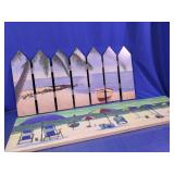 (2)Vintage Tropical Beach Picket & Canvas Art Duo