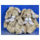Shaggy Plush Easter Bunny Duo w/Floral Trim