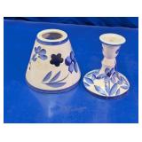 Blue Floral Ceramic Candle Holder and Shade