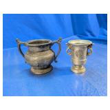 (2)Silver Plated Miniature Urn & Floral Sugar Bowl