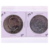 2 1971-D U.S. Eisenhower Dollars