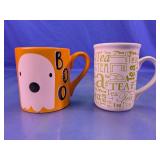 Halloween Ghost and Tea Typography Mug Set