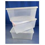 (3)The Container Store Large Clear Plastic Totes