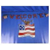 Patriotic Welcome Banner and Wood Flag Wall Decor