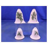 Vintage Holly Glass Bell Figurines