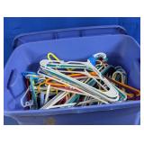 Assorted Hangers in Blue Plastic Storage Bin Lot