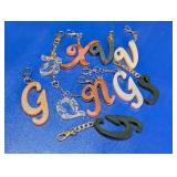 (10)Assorted Handmade Resin Letter Keychains Lot
