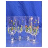 Floral Glass Goblet Drinkware Set