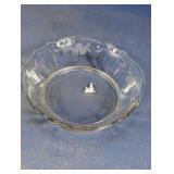 Etched Glass Oval Scalloped Bowl