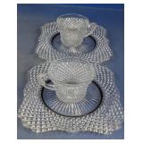 Diamond Cut Clear Glass Cups and Trays