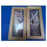 (2) Safari Wildlife Framed Art Prints