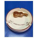 Vintage Nashville Music Guitar Ceramic Ashtray