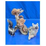 Wild Animal Figurines Skunk Raccoon Wolf