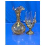 Crackle Glass Pitcher & Vase Set