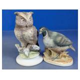 Ceramic Owl and Quail Bird Figurine Lot