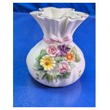Lefton China Hand Painted Floral Bud Vase