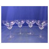 (4)Etched Floral Margarita Coupe Glasses Lot