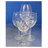 Etched Assorted Wine Glasses Set