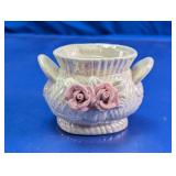 Ceramic Rose Relief Vase w/ Handles