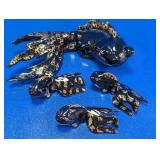Black Gold Fish Figurines Set