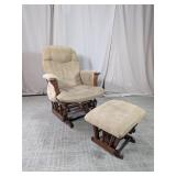 (2)Wooden Glider Rocker w/Matching Ottoman Duo