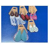 (5)Pairs Boho Leather Earring Collection Lot