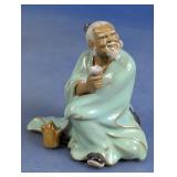 Vintage Shiwan Mudman Tea Drinker Figurine