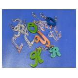 (10)Assorted Resin Letter Keychains Lot