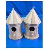 (2)Wooden Birdhouse Ornaments Duo