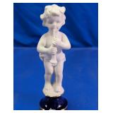 White Cherub Playing Flute Figurine