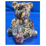 Floral Pattern Ceramic Teddy Bear Figurine
