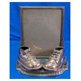 Vintage Metal Baby Shoes Photo Frame Display