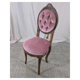 Vintage Velvet Tufted Oval Back Accent Chair