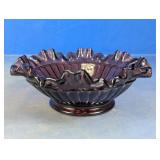 Amethyst Purple Glass Ruffled Bowl