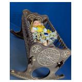 Doll in Folk Style Dress w/ Rocking Cradle