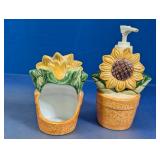 Ceramic Sunflower Soap Dispenser & Holder