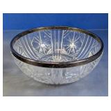 Vintage Crystal Bowl w/ Silver-Tone Rim