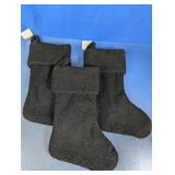 (3)Black Sherpa Christmas Stockings Trio