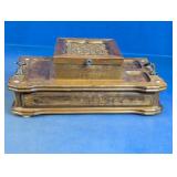 Vintage Wood Valet Box with Drawer and Trays