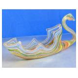 Vintage Murano Style Art Glass Swan Bowl