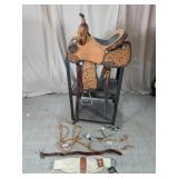 Youth Tooled Saddle w/ Tack Set