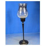 Black Metal & Crackle Glass Hurricane Holder