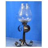 Wrought Iron & Glass Hurricane Candle Holder