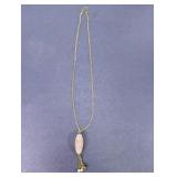Frosted Oval Resin Pendant Tassel Necklace