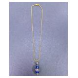 Blue Glass Pendant Necklace