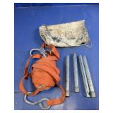 Vintage Canvas Bag, Metal Stakes & Orange Web