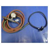 Vintage Dual Oxy-Acetylene Hose w/Pressure Gauge