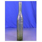 Vintage Light Green Blown Glass Wine Bottle