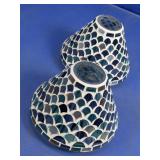 Blue Mosaic Glass Candle Holders